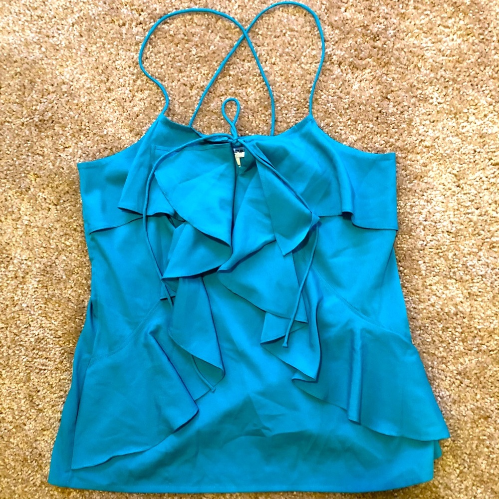 Banana Republic Teal Sleeveless Top w/ Ruffles